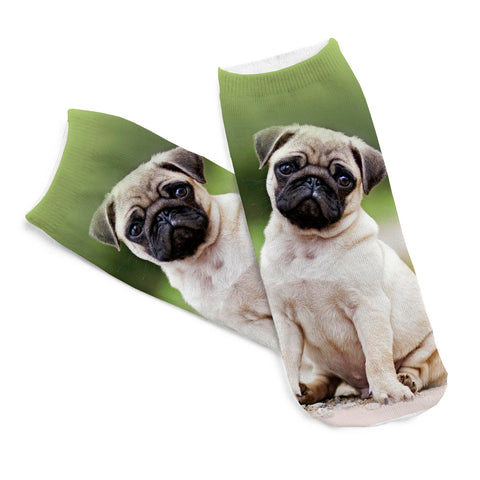 5Pairs/lot 3D Pugs Wolf Dogs Printed Socks New Unisex Low Cut Ankle Socks Cotton sock Women's Casual Charactor Socks 19*8cm - Wolfmall