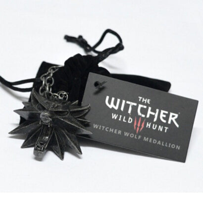 Top quality 3D The Witcher 3 Wild Hunt Medallion Necklace Pendant Wizard Witcher Wild Hunt Wolf Head Model Figure Game Bag Card - Wolfmall