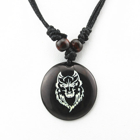 Classic Men's Leather Bracelet Resin Carved Wolf Leather Bracelets Friendship ID Bracelets Bangles Gift MB22 - Wolfmall