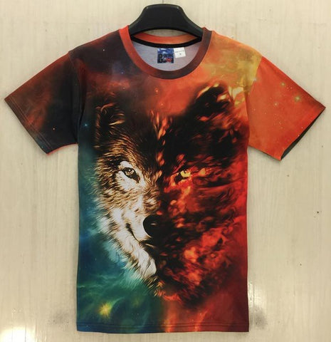 Mr.1991INC Men's summer tshirt 3d print animals wolf space/galaxy t-shirt harajuku hip hop t shirt G1073 - Wolfmall