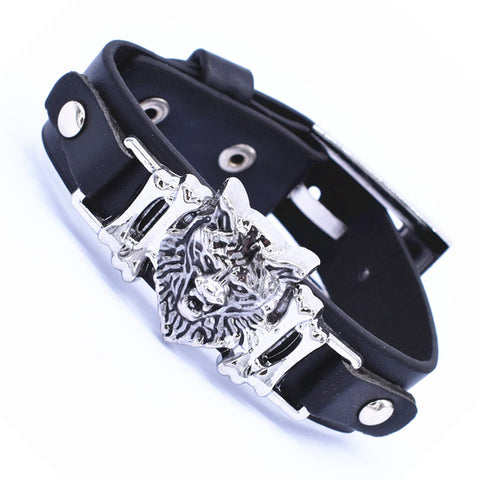 Tokyo Animation Final Fantasy VII 7 Cloud Wolf Wristband Cosploy Bracelets Advent Children Black Leather Bracelet Men Jewelry - Wolfmall