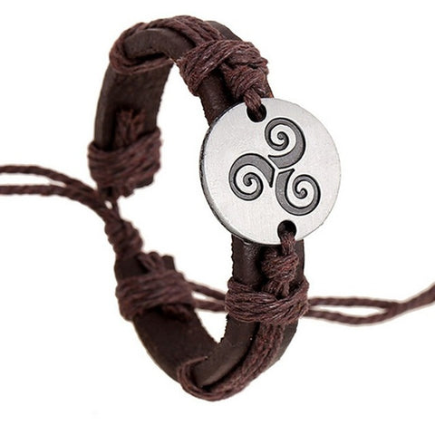 Fashion trend Teen Wolf Triskele Bracelets Hemp Adjustable Size Bracelet Genuine Leather Charm Bracelet Women Men Movies Jewelry - Wolfmall