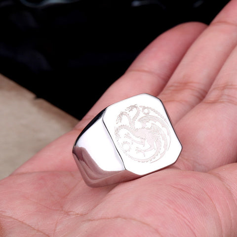 Steel soldier stainless steel men movie style game of thrones fashion popular ring ice wolf men titanium steel jewelry - Wolfmall