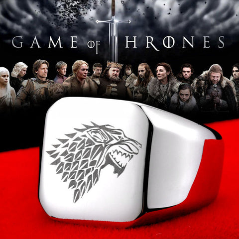 Steel soldier stainless steel men movie style game of thrones fashion popular ring ice wolf men titanium steel jewelry - Wolfmall