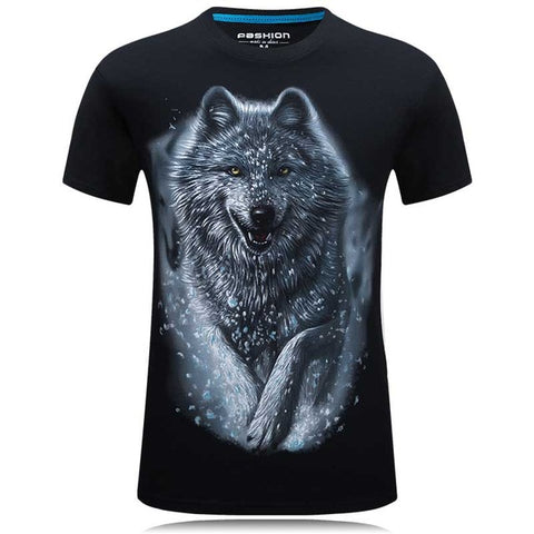 T-Shirt Men Snow Wolf 3D Printed Cotton Swag Funny T shirts Unisex palace Tshirt Homme White Brand Clothing camisetas hombre - Wolfmall
