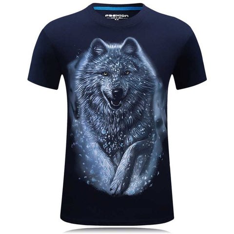 T-Shirt Men Snow Wolf 3D Printed Cotton Swag Funny T shirts Unisex palace Tshirt Homme White Brand Clothing camisetas hombre - Wolfmall