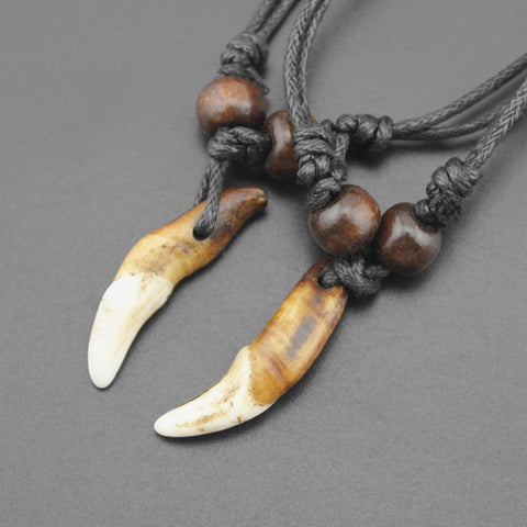 Tibet Jewelry Amulet Real Tooth Fangs Canine Wolf Tooth Pendant Surfer Necklace Adjustable Gift MN251 - Wolfmall