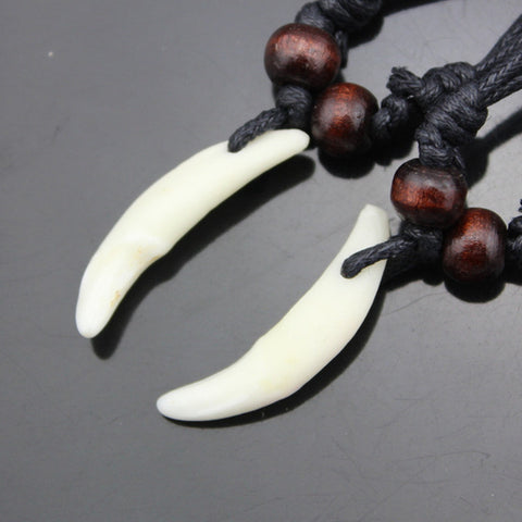 Tibet Jewelry Amulet Real Tooth Fangs Canine Wolf Tooth Pendant Surfer Necklace Adjustable Gift MN251 - Wolfmall