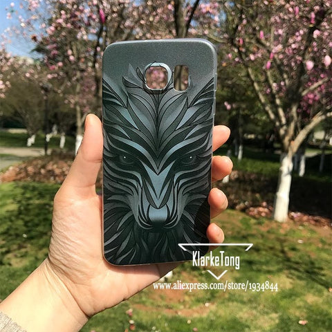Luxury 3D Relief Animal Phone Case For Samsung S6 S7 S7edge For Galaxy Grand Prime J5 Cartoon Wolf Pattern TPU Cover Coque Funda - Wolfmall