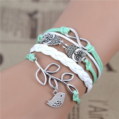 Jiayiqi Handmade Infinity Wolf Black Weave Leather Wax Rope Bracelet Best Friendship Gift  IB516 - Wolfmall