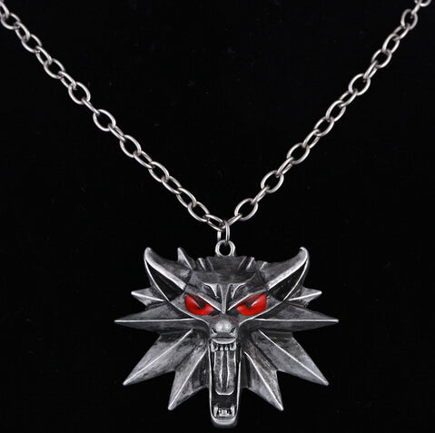 Hot Sale The Witcher 3 Wild Hunt Medallion Pendant and Chain Necklace For Women Man Unisex Red Crystal Eye Wolf Necklace - Wolfmall