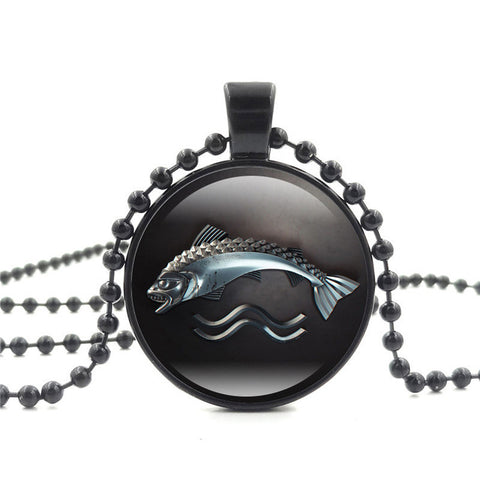 Movie Of Ice and Fire Game of Thrones Stark Wolf Pendant Glass Cabochon Picture Black Bead Chain Necklace for Women Jewelry gift - Wolfmall