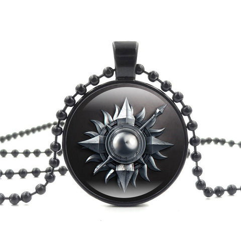 Movie Of Ice and Fire Game of Thrones Stark Wolf Pendant Glass Cabochon Picture Black Bead Chain Necklace for Women Jewelry gift - Wolfmall
