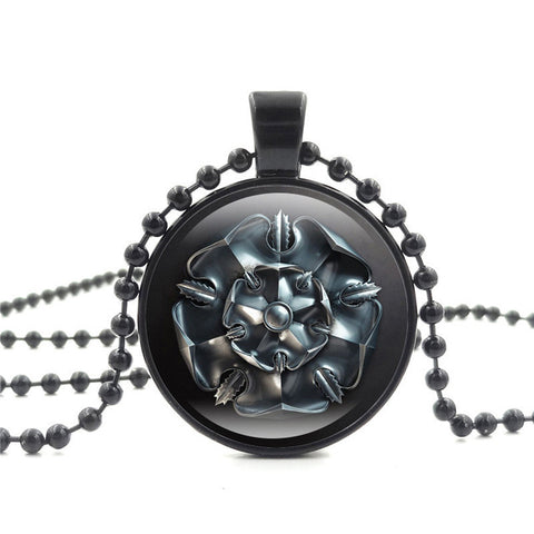 Movie Of Ice and Fire Game of Thrones Stark Wolf Pendant Glass Cabochon Picture Black Bead Chain Necklace for Women Jewelry gift - Wolfmall