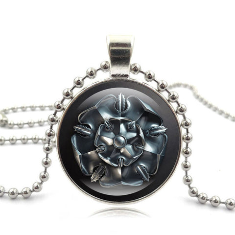 Movie Of Ice and Fire Game of Thrones Stark Wolf Pendant Glass Cabochon Picture Black Bead Chain Necklace for Women Jewelry gift - Wolfmall