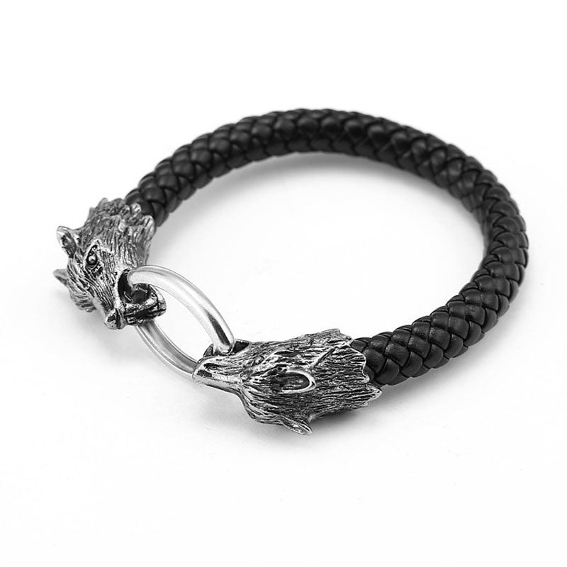 Wolf Bracelets For Men Women Accessories Screw Nail Leather Bangle Punk Gothic Charm Knot Viking Bracelet Men Jewelry Hand Chain - Wolfmall