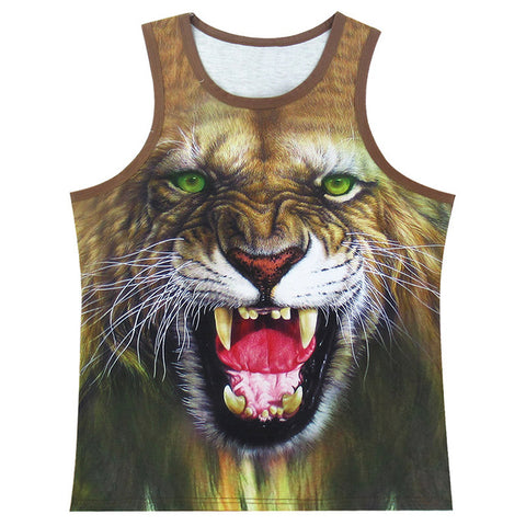 Men Animal 3D Tank Top One-eyed Wolf Tiger Lion Fitness Bodybuilding - Wolfmall