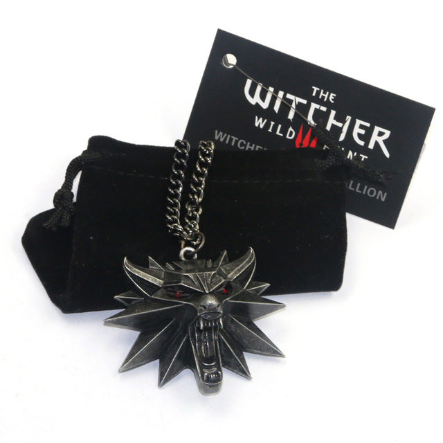New Wizard the witcher 3 wild hunt medallion pendant necklace witcher 3 necklace for witcher 3 Figure Game with wolf head charms - Wolfmall