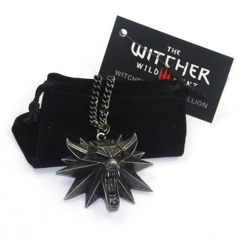 New Wizard the witcher 3 wild hunt medallion pendant necklace witcher 3 necklace for witcher 3 Figure Game with wolf head charms - Wolfmall