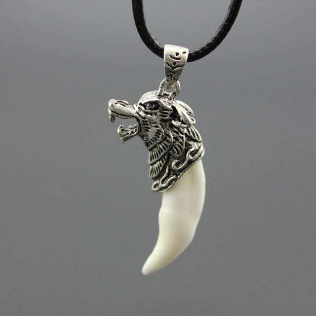 Cool Boy Men's Tibetan Amulet Fangs Real Natural Tooth Vintage Silver Wolf Tooth Charm Pendant Necklace Gift YN281 - Wolfmall