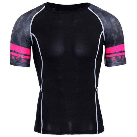 New Compression Shirt Splicing Sleeve Fitness Men Wolf Skull Anime 3D T Shirt MMA Short Sleeve Crossfit Bodybuilding Tee Shirt - Wolfmall
