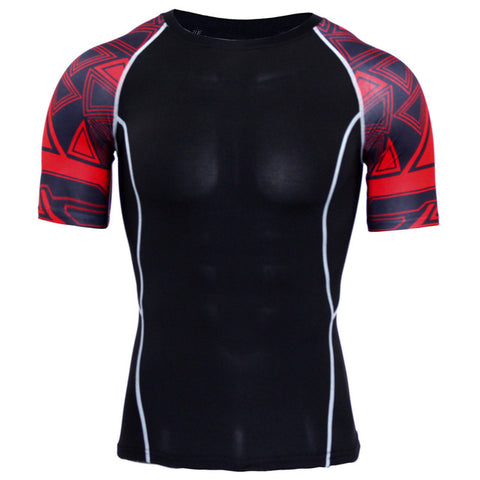 New Compression Shirt Splicing Sleeve Fitness Men Wolf Skull Anime 3D T Shirt MMA Short Sleeve Crossfit Bodybuilding Tee Shirt - Wolfmall