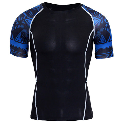 New Compression Shirt Splicing Sleeve Fitness Men Wolf Skull Anime 3D T Shirt MMA Short Sleeve Crossfit Bodybuilding Tee Shirt - Wolfmall