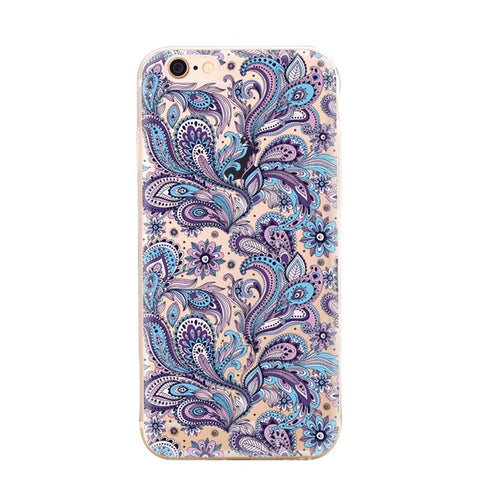 GerTong Flowers Patterned Soft TPU Case for iPhone 6 6s Plus 5s 5 SE 7 Plus Tiger Wolf Girl Fruit Totem Printed Phone Bag Coque - Wolfmall