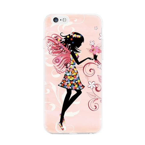 GerTong Flowers Patterned Soft TPU Case for iPhone 6 6s Plus 5s 5 SE 7 Plus Tiger Wolf Girl Fruit Totem Printed Phone Bag Coque - Wolfmall
