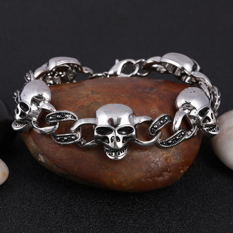 Punk Stainless Steel Wolf Head Bracelet Men Dragon/Leopard/Skull Charms Cuff Bracelets Bangles Male Man Jewelry U-Pick Pulseras - Wolfmall