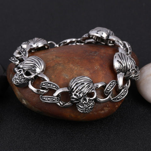Punk Stainless Steel Wolf Head Bracelet Men Dragon/Leopard/Skull Charms Cuff Bracelets Bangles Male Man Jewelry U-Pick Pulseras - Wolfmall