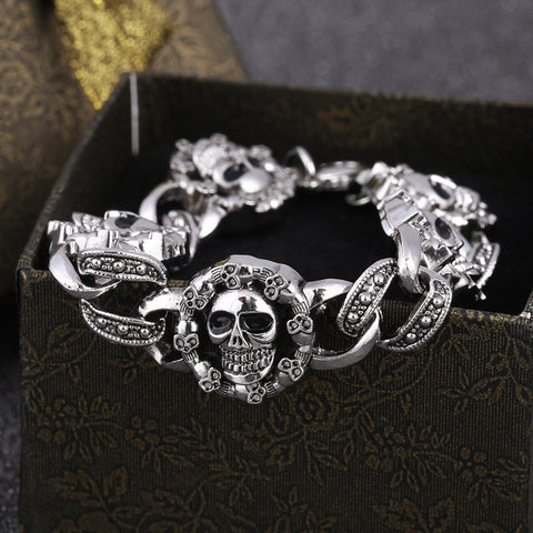 Punk Stainless Steel Wolf Head Bracelet Men Dragon/Leopard/Skull Charms Cuff Bracelets Bangles Male Man Jewelry U-Pick Pulseras - Wolfmall