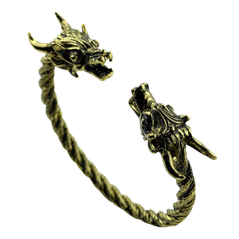 Large Viking Wolf Head Solid Hand Crafted Silver Pewter Bracelet Bangle Wolf series dragon's bracelet vikings jewelry - Wolfmall