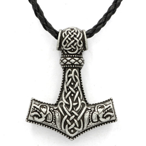 youe shone Men Norse God Viking Odin Wolf THOR'S HAMMER MJOLNIR PENDANT - Wolfmall