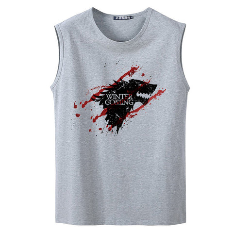 Fashion cotton Man women game of the throne wolf splash Summer Street hip hop concert  sleeveless T-Shirts Top tee vest tank top - Wolfmall