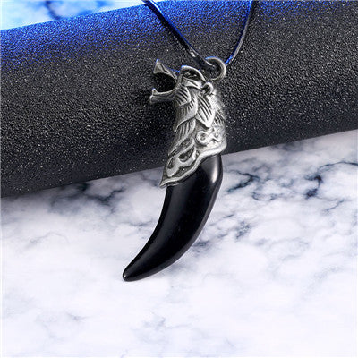 Men Antique Wolf Fang Tooth Pendant Necklace Vintage Wolf Tooth Dragon Alloy Pendant Necklace Fashion Jewelry gift freeshipping - Wolfmall