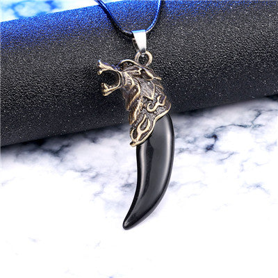Men Antique Wolf Fang Tooth Pendant Necklace Vintage Wolf Tooth Dragon Alloy Pendant Necklace Fashion Jewelry gift freeshipping - Wolfmall