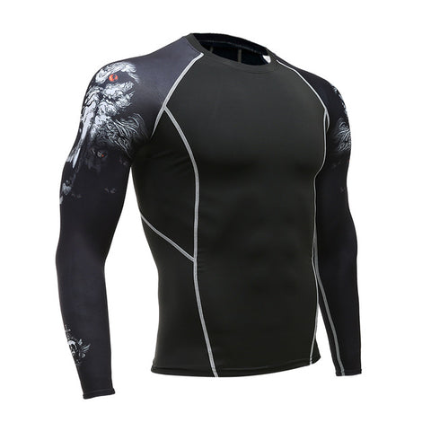 Mens Compression Shirts 3D Teen Wolf Jerseys Long Sleeve T Shirt Fitness Men Lycra MMA Crossfit T-Shirts Tights Brand Clothing - Wolfmall