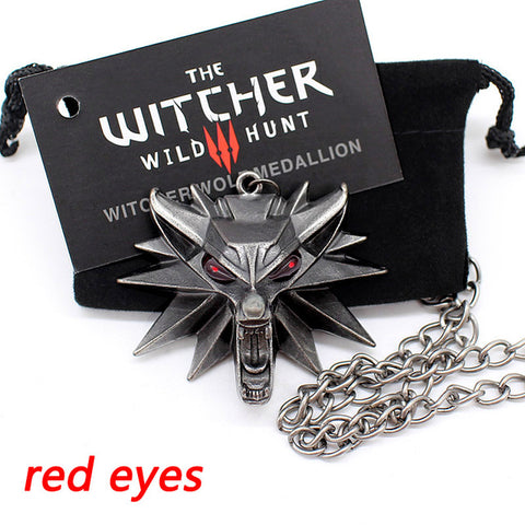 the witcher 3 pendant necklace animal wolf head necklace 1 bag 1 card original quality wholesale - Wolfmall