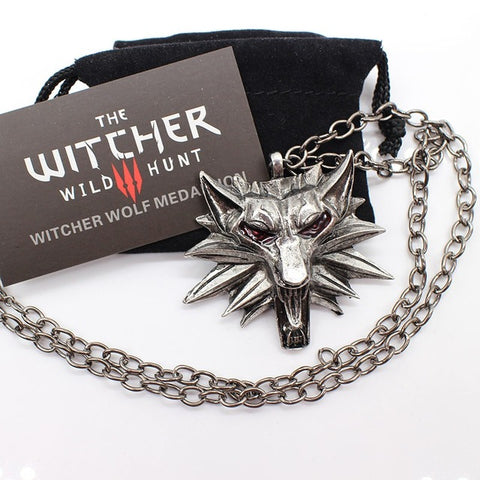 the witcher 3 pendant necklace animal wolf head necklace 1 bag 1 card original quality wholesale - Wolfmall
