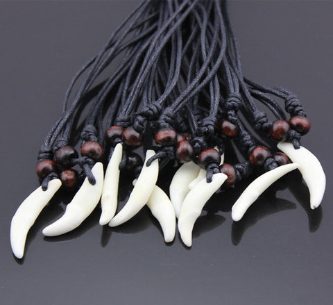 Wholesale 10pcs Tibet Real Tooth Fangs Wolf Teeth Pendants Surfer Adjustable Necklace Amulet Gift MN251 - Wolfmall