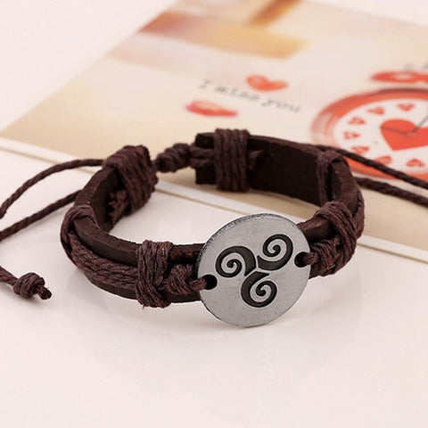 Fashion 2017 Teen Wolf Triskele Bracelet For Women Men Charm Leather ID Bracelet Movies Bangles Wristband Cuff Summer Jewelry - Wolfmall