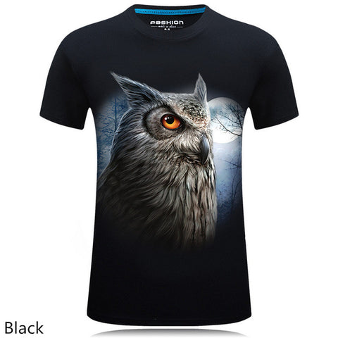 mens fashion brand t shirts 2016 new style 3d animal Owl/Skull/wolf/ fox Digital Printed T Shirt Hip Hop Funny O-Neck Tee Shirt - Wolfmall