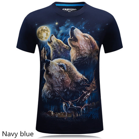 mens fashion brand t shirts 2016 new style 3d animal Owl/Skull/wolf/ fox Digital Printed T Shirt Hip Hop Funny O-Neck Tee Shirt - Wolfmall