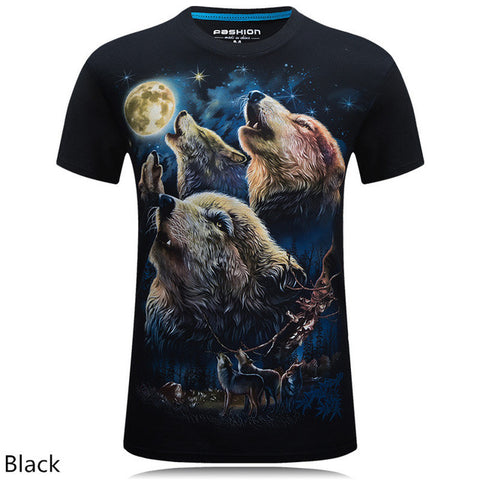 mens fashion brand t shirts 2016 new style 3d animal Owl/Skull/wolf/ fox Digital Printed T Shirt Hip Hop Funny O-Neck Tee Shirt - Wolfmall