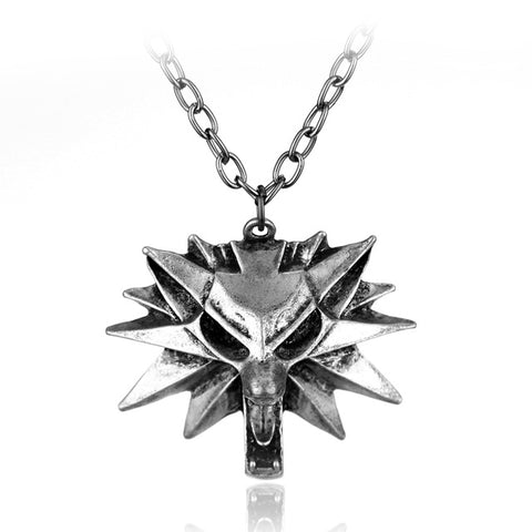 Hot Game Wolf Head Pendant Necklace Medallion Wizard The Witcher 3 Moive Jewelry Wild Hunt Necklace Silver Black - Wolfmall