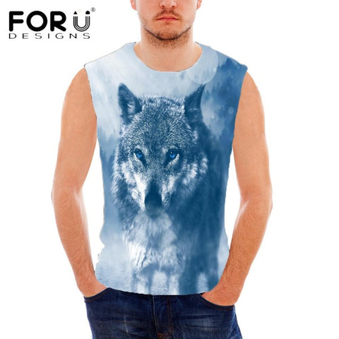 FORUDESIGNS 3D Animal Wolf Printed Men's Bodybuilding Tank Top Summer Comfortable Sleeveless Casual Tank Tops For Man Muscle Top - Wolfmall