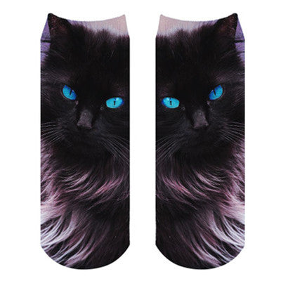 1pair New Printed Short Socks Fruit Animal Cute Cat Wolf Shark 3D Printed sock Men Unisex Low Cut Ankle Emoji Socks Soft Casual - Wolfmall