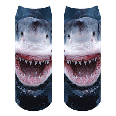 1pair New Printed Short Socks Fruit Animal Cute Cat Wolf Shark 3D Printed sock Men Unisex Low Cut Ankle Emoji Socks Soft Casual - Wolfmall