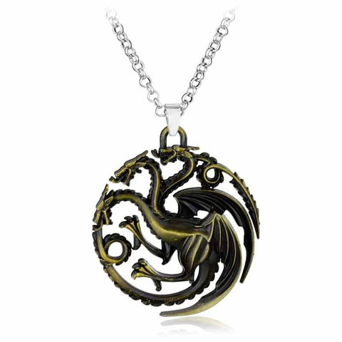 Game of thrones The family god beast Wolf Head Dragon A Song of Ice and Fire Alloy Pendent High Quality Necklace Gift For Fans - Wolfmall